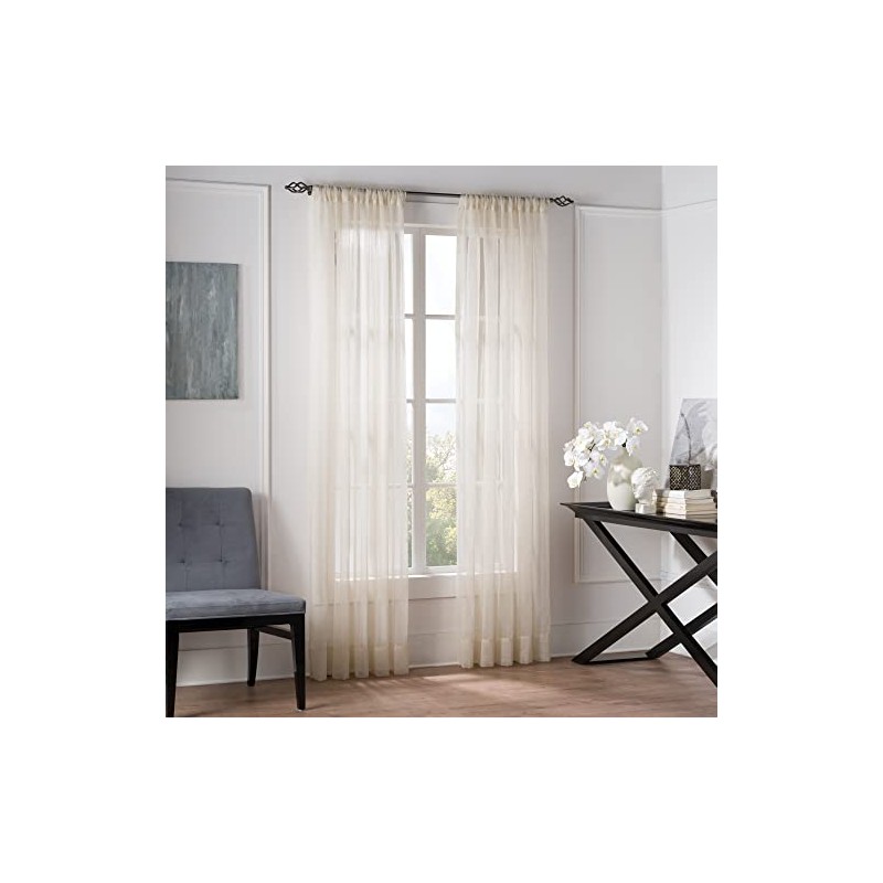 Valeron Natural Linen Blended Rod Pocket Sheer Panel, Linen, 108"