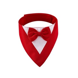 aoozleny Dog Tuxedo Formal Cat Wedding Bandana Dog Collar with Bow Tie Cat Birthday Costume Valentines Outfit Pet (Pure red, S)