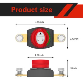 Ferianl Side Post Battery Disconnect Switch, On/Off Side Post Battery Switch 12V-48V 275A Waterproof Power Cut Master Disconnect Isolator, Universal for Car RV Boat ATV UTV Vehicles