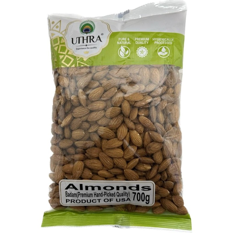 Uthra Raw Almonds 700g (Pack of 2) | Whole Almonds