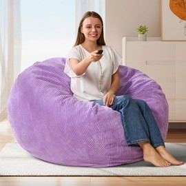 Cansunna Bean Bag Chairs Teardrop Bean Bag Chair for Adults Beanbag Chair with Memory Foam Filled Machine Washable Cover for Living Room, Bedroom (Large,Purple)