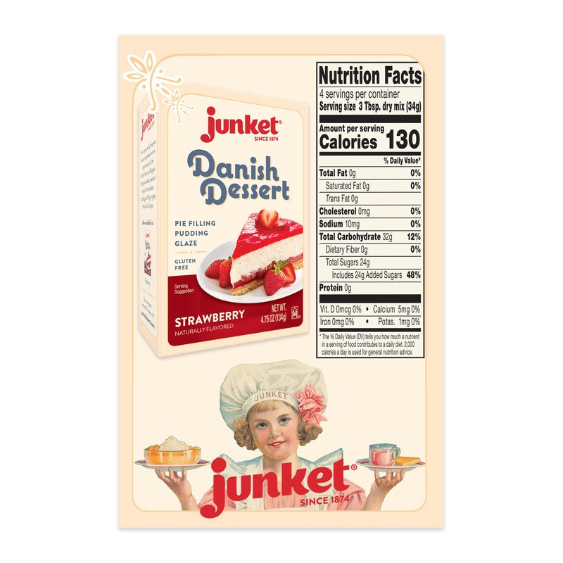 Junket Danish Dessert Strawberry 4.75 Oz (Pack of 6)