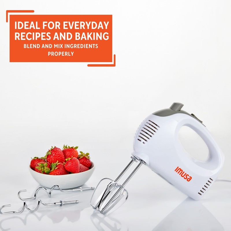 IMUSA USA Hand Mixer with Case 5-Speed ,White, Small