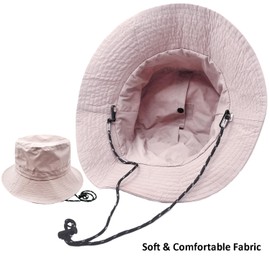 lifwimner Sun Hat Women's Men's Fishing Hat with Chin Strap Waterproof Bucket Women's Quick Dry Packable Hat Summer Outdoor Activities, lightpink