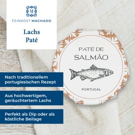 Feinkost Machado Salmon Paté - Salmon Pate | Portuguese Food & Delicatessen Gifts | Fish Canned & Other Portuguese Delicacies | Delicatessen Christmas | Gift Delicatessen