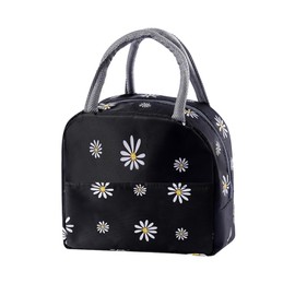 Soulnioi Lunch Bag/Cute Cartoon Insulated Lunch Box/Reusable Lunch Cooler Bags/Waterproof/Foldable Lunch Bag for Unisex/for Travel Picnic School Black dais