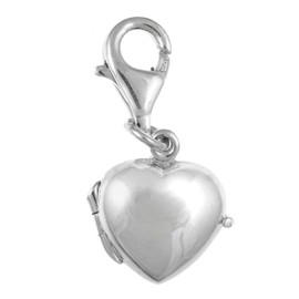 Sterling Silver Engravable Opening 3D Heart Locket Clip-On Clasp Charm - 925 Sterling Silver - For Thomas Sabo Style Charm Bracelets and Necklaces