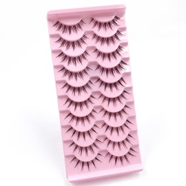 IFLOVEDEKD Manga Lashes Natural Look 10 Pairs Clear Band False Eyelashes 3 Styles Mix Japanese Anime Lashes Natural 3D Wispy Lashes Short Asian False Lashes Reusable Cosplay Eye Lashes