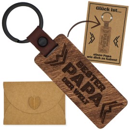 ZUKLA® Gifts for Dad Wooden Keyring - Father's Day Gift Set with Envelope - Dad Gift Birthday