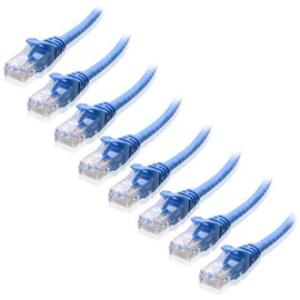 Cable Matters Paquete de 8 cables Ethernet Cat5e cortos Snagless (Cable Cat5e, Cable Cat 5e) en azul de 5 pies