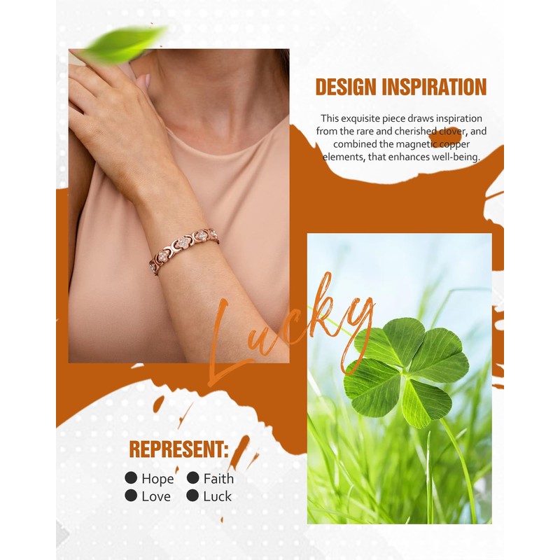 Jecanori Copper Bracelets for Women, Pure Copper Magnetic Bracelet with