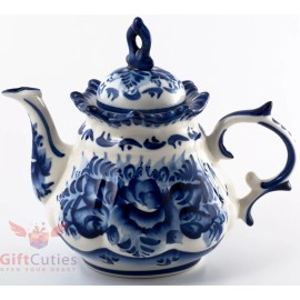 Porcelain Gzhel teapot coffee server handmade in Russia 650ml