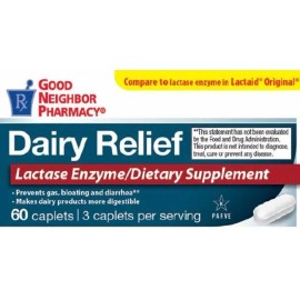 ON CONTAINER GNP DAIRY RELIEF CAPLET 60CT  LACTASE ENZYME