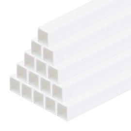 QUARKZMAN Plastic Model Tubes ABS Square Tubes 8 x 8 x 250 mm White Easy to Use for Architectural Model Making DIY Pack of 20