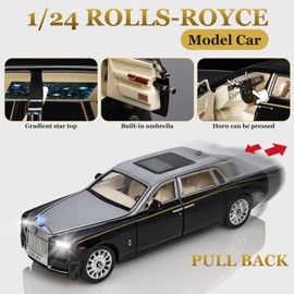 New 1:24 Simulation Rolls-Royce Phantom Model Alloy Metal Car Model Ornaments Luxury Car Sedan Children's Toy Car Boy Collection Gift (White)