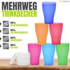 Idea-station NEO Plastic Cups Pack of 12, 450ml Colourful Reusable