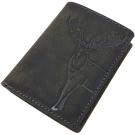 myledershop Buffalo Full Leather Wallet (Model 1 / Portrait Format/Vintage Grey)