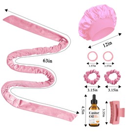 Heatless Curls, No Heat Curls Overnight Headband Cosmetics Castor Oil Organic (2oz) for Women, Pink