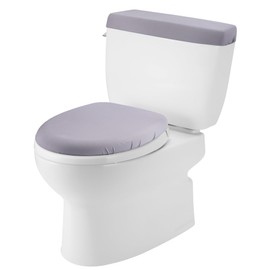 Framendino, Gray Toilet Lid Cover and Tank Seat with Elastic Bottom for Bathroom Decor