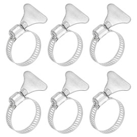 uxcell 6Pcs Stainless Steel Hose Clamps Worm Gear Hose Clamp, 19-29mm (3/4"to 1-1/8") Adjustable Thumb Screw Key Type Clamps Fuel Line Clamps 8mm Bandwidth for Plumbing, Automotive