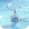 Women's 925 Sterling Silver Shiny Zircon Heart Pendant Silver Chain