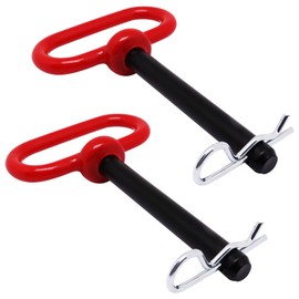 S SYDIEN 1/2 inch Hitch Pin 2 Pcs, 1/2 x 3-5/8 inch Trailer Hitch Pin and Clip, Red Handle Tractor Towing Trailer Pins for Tractor Truck, Mowers, Golf Cart and ATV (1/2 x 3-5/8)