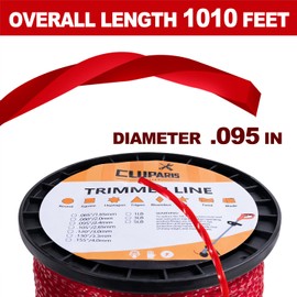 Cluparis 3-Pound String Trimmer Line .095-inch, Spiral Twist Trimmer Line .095-Inch-by-1010-ft String Trimmer Line in Spool – Fits Most Trimmer Types, Nylon Spiral Twist Weed Eater String Donut (Red)