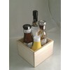 Wooden Condiment Holder Square, Natural Wood - by Chabrias Ltd