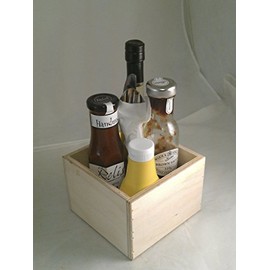 Wooden Condiment Holder Square, Natural Wood - by Chabrias Ltd