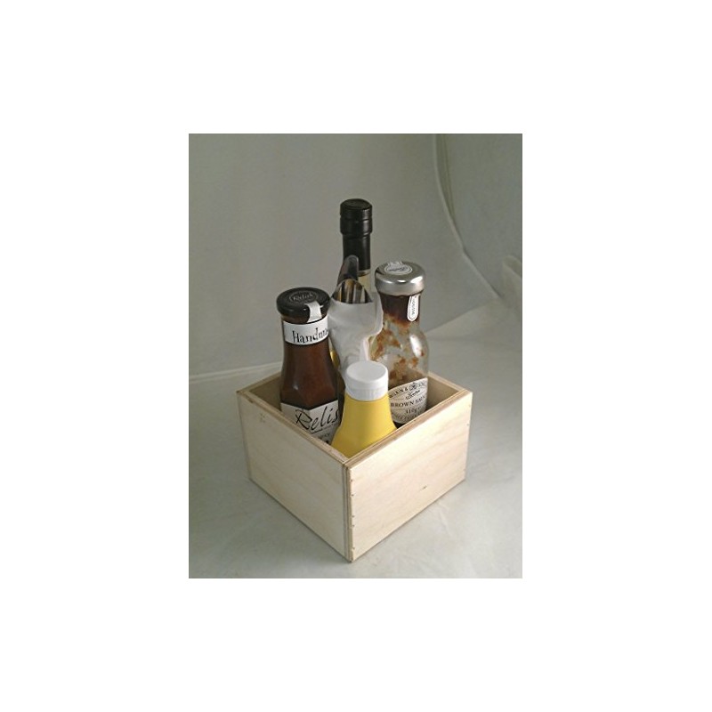 Wooden Condiment Holder Square, Natural Wood - by Chabrias Ltd