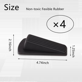 4Pack Rubber Door Stoppers, Premium Door Stopper for Bottom of Door, Door Wedges for Heavy Duty Door, Black