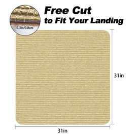 Lacut Stair Treads for Wooden Steps Carpet, Non-Slip Stair Runner Indoor Outdoor Stair Tread Mats Covers Pads, 31" x 31"Matching Landing Step Runner for Elders, Kids and Dogs (31" x 31", Beige)