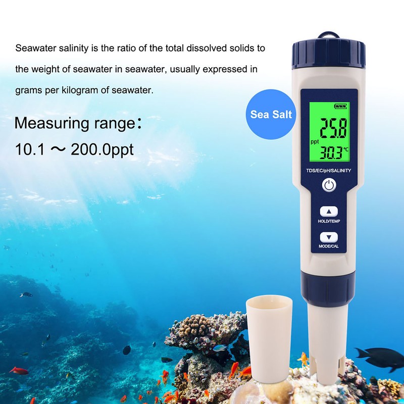 EZ-9909 5 in 1 Function Water Quality Testing Meter PH