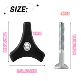 DACUAN 4Pcs Triangular Handle Fastening Screw Set, Lawn Mower Nut Triple Angle Handle Knob Nut Bolt Screw,