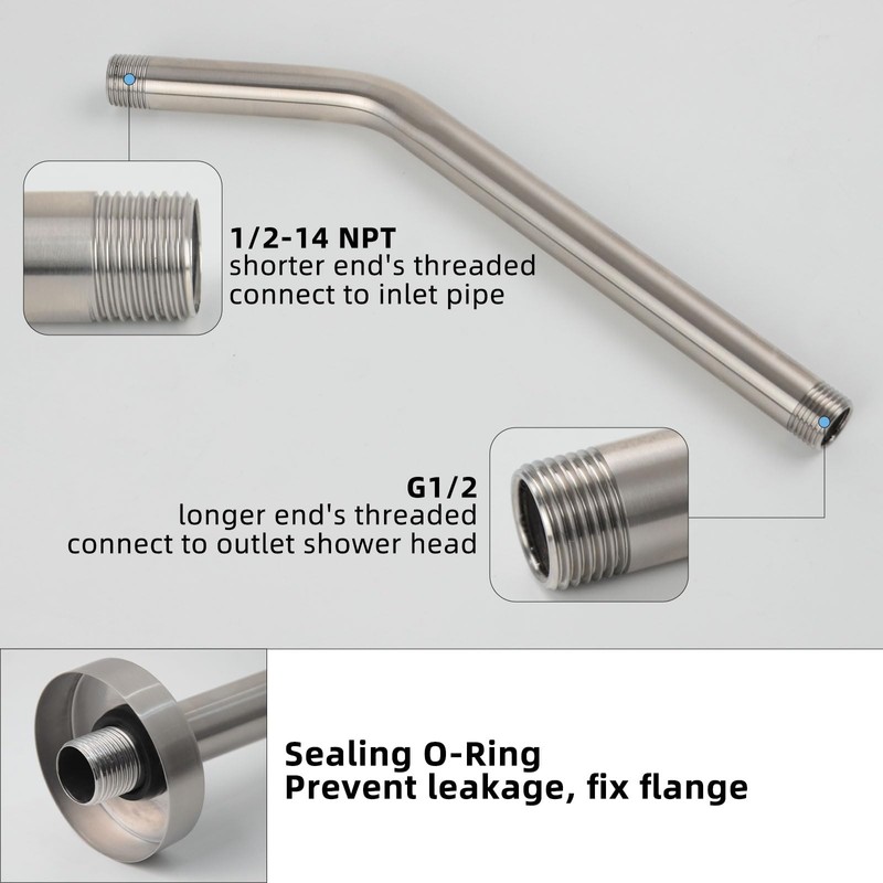 KAPHOME Shower Arm with Flange,11 Inch Stainless Steel Shower Extension
