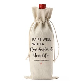 Going Leaving Moving Away Farewell Retirement Gifts for Friends Coworkers Women, New Jop New Beginning New Business Owner Gifts Wine Bag, Pairs Well With A New Chapter Wine Bag