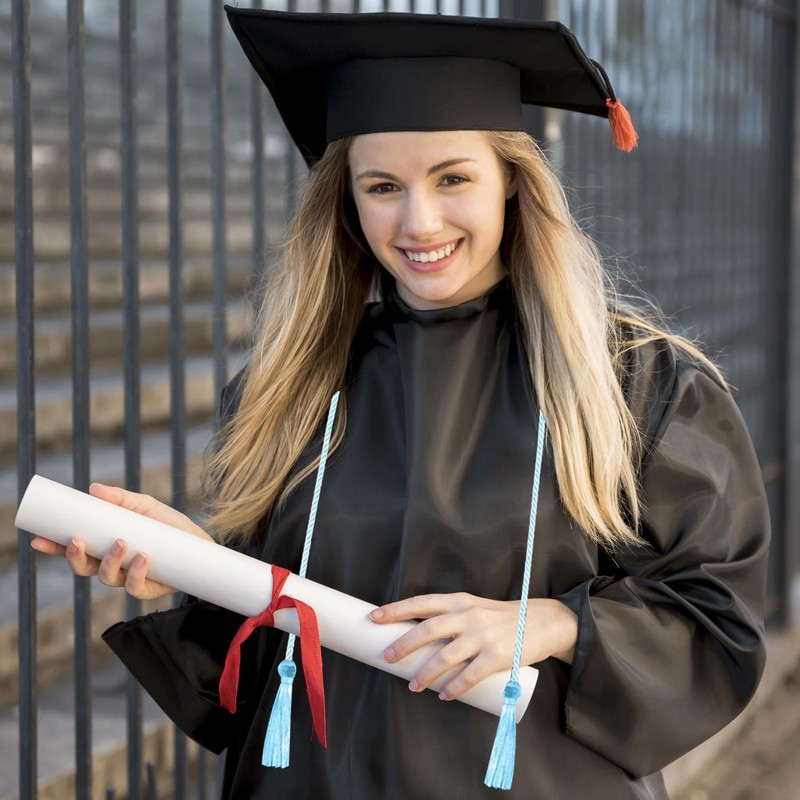 Graduation Honor Cords 2025 Light Blue Yarn Cords with Tassels