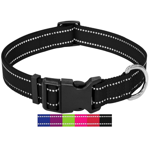 DEY - Premium Nylon Dog Collar, Reflective, Adjustable, for Small