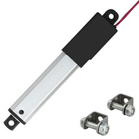 JQDML Mini Micro Linear Actuator Metal Gear 12V, Stroke 2 inch, Pushing Force 42.2 lbs Speed 0.2"/sec, Weight: 0.15lbs, for Cabinets Robotics Home Automation and Toys (2 inch, 42.2 lbs)