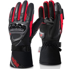 IRON JIA'S Motorcycle Gloves Winter Cold Weather Warm Touchscreen Waterproof Windproof Protective Gear (RED, M)
