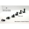 4 x Black Spacers Nylon M8 x 15mm Length, 8.3mm