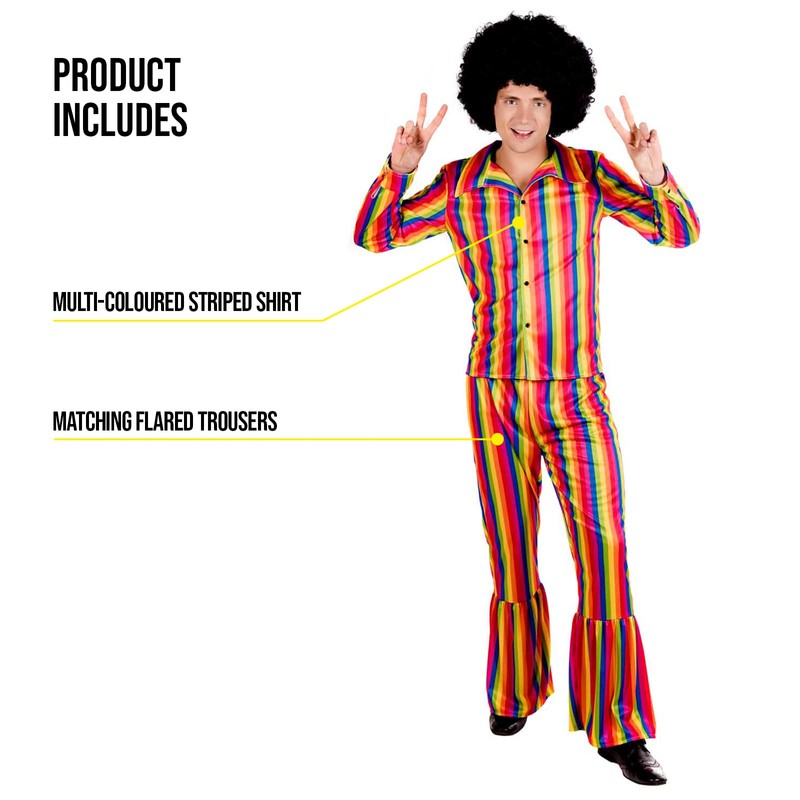 Fun Shack Disfraz Hippie Hombre Multicolor, Disfraces Halloween Hombre Talla
