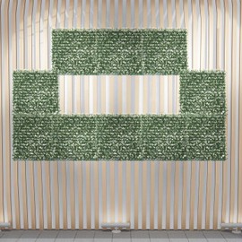 ECOOPTS 20" x 20" Artificial White Buxus Leaf Fence Greenery Panel Privacy Fence Ivy Screen Decoration for Home Backyard Patio Indoor Outdoor (23 Pieces)