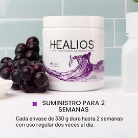 HEALIOS Suplemento dietético con sabor a uva, forma de polvo, L-glutamina de origen natural, L-arginina trehalosa, 12 onzas