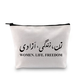 MNIGIU Feminist Gift Women Life Freedom Iranian Women Makeup Bag Stand With Iranian Women Cosmetic Bag