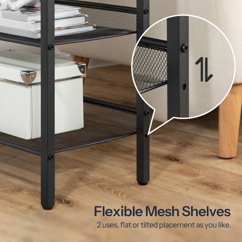 HOOBRO End Table, 3-Tier Narrow Side Table with Charging Station,