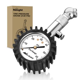 Nilight Tire Pressure Gauge 60PSI Heavy Duty Stainless Steel Air Pressure Chucks ANSI B40.1 Certified Large 2" Dial Wheel Service Checker for Truck Semi Truck ATV Motorhome Cars & RV Accessories