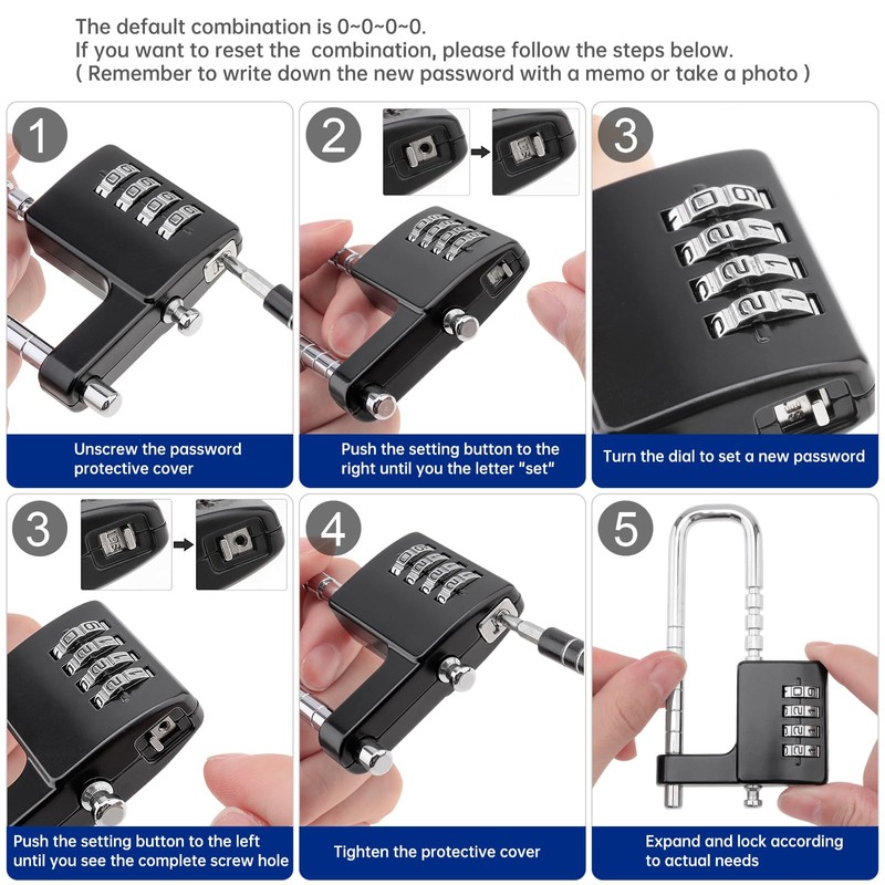 HOJLKLD Cabinet Lock, 4 Digit Combination Padlock, Stainless Steel Gym