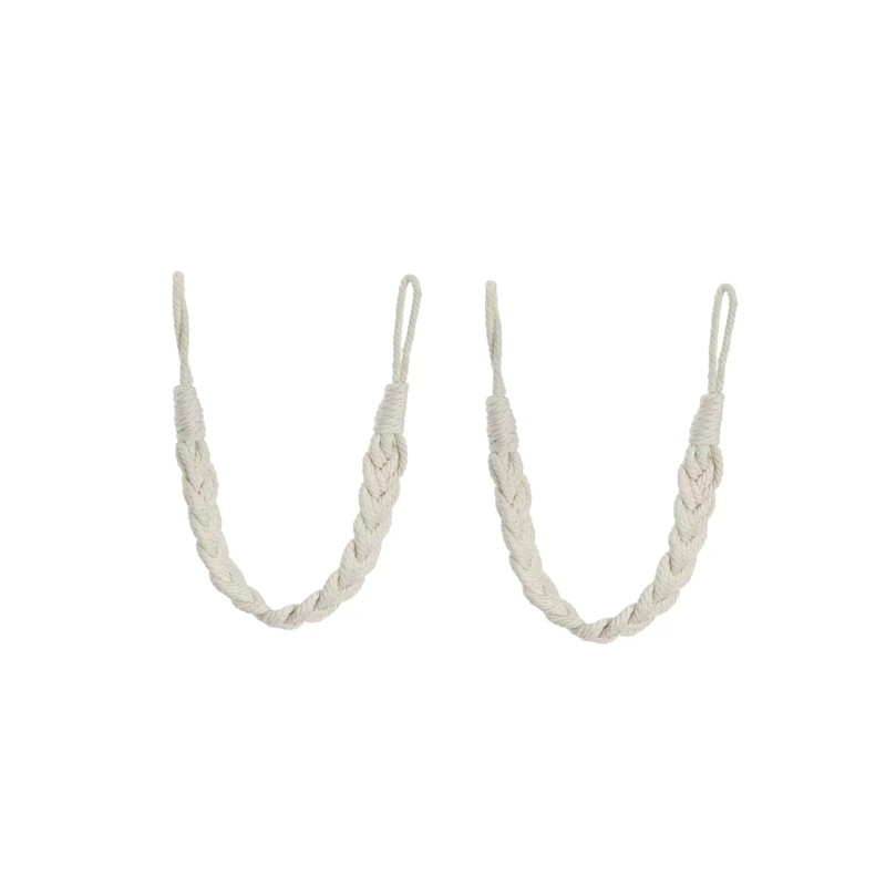 2 Pcs Natural Cotton Rope Curtain Tiebacks Handmade Braided Curtain