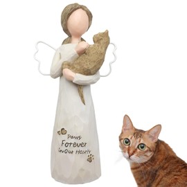 LUROLURORY Cat Memorial Gifts for Loss of Cat, Cat Loss Sympathy Gifts, Cat Bereavement Gifts in Memory of Passed Away Pet Cat, Resin Cat Angel Figurine for Cat Mom and Cat Lovers